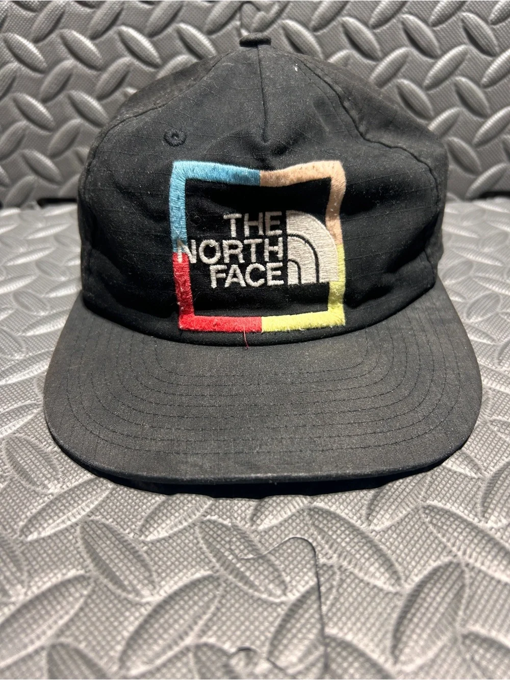 The North Face Black Cap with Multicolor Square Logo